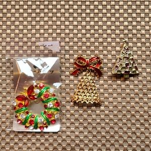 Three bright Christmas pins